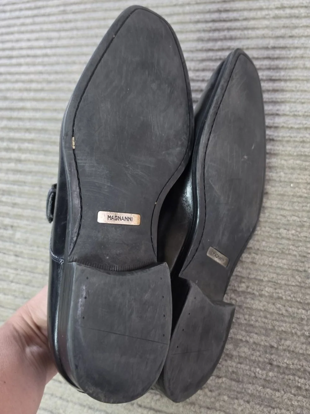 Magnanni Marco Shoes Mens 10M Black Leather Monk Strap Dress Square Toe 18398